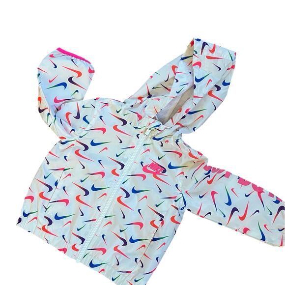 Nike Rainbow Swoosh Toddler Hooded Windbreaker / Raincoat 12m - Picture 3 of 4